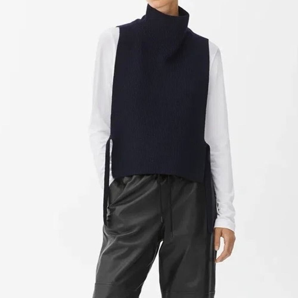 Arket Black wool cotton turtleneck Rib-Knit Bib vest One Size